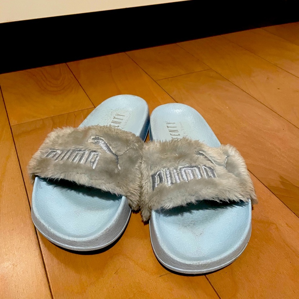 Baby blue puma slides!